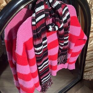 On 34th Size Small Sweater With Striped Scarf (unbranded scarf)